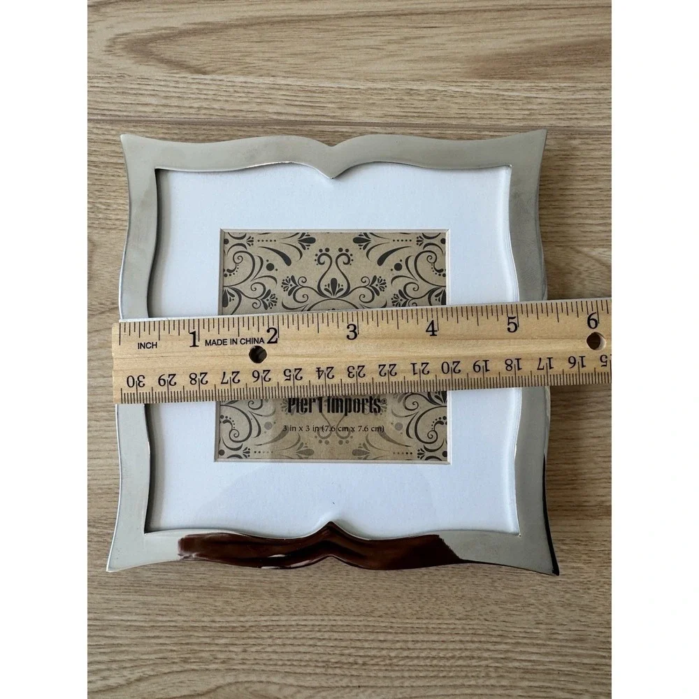 Pier 1 Imports Silver 3x3 Picture Frame Scalloped Quatrefoil Tabletop